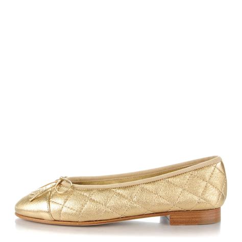 chanel gold quilted ballet flats|classic chanel ballet flats.